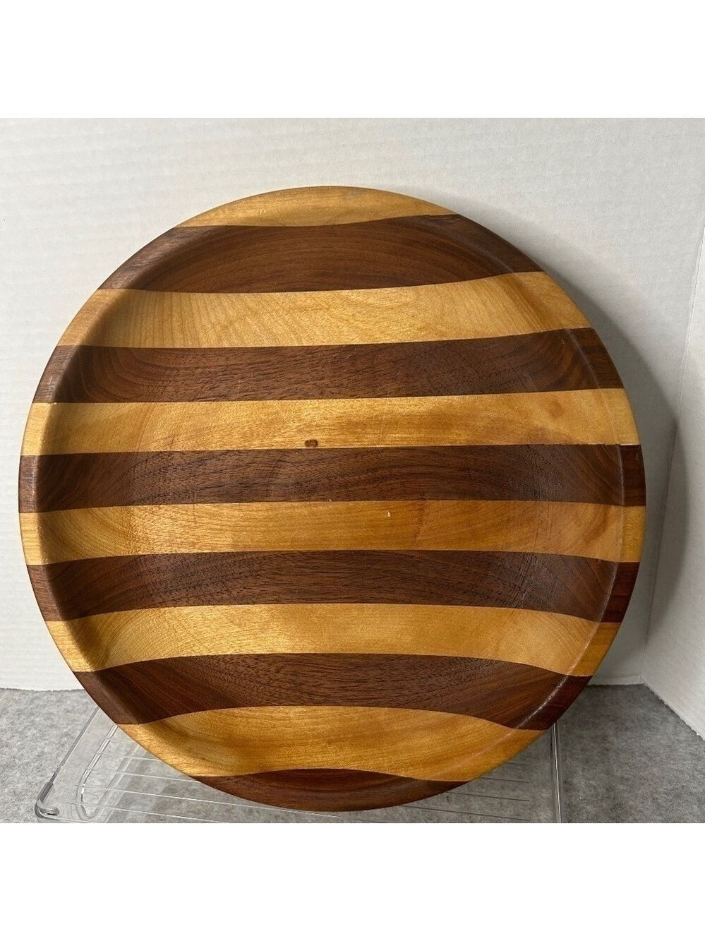 Handmade Wood Cheese Platter Black Walnut Maple 11” Diameter